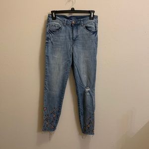 Floral embroidered jeans
